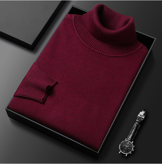 Slim-Fit Solid Color Turtleneck Pullover Sweater | Streetwear