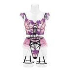 Floral Embroidery Lingerie Set with Chain Cami Top