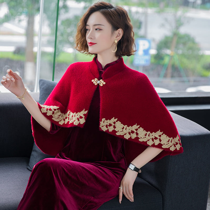 Mink Velvet Cape Shawl Jacket for Women (Short & Warm)