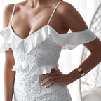 Bella Philosophy Burgundy Lace Ruffle Bodycon Dress