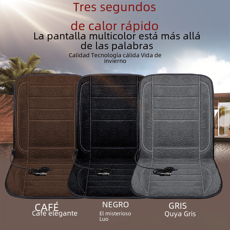"12V/24V Heated Wool Car Seat Cushion with Plug"
