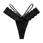 1pc Women's Seamless Lace Ice Silk Thin Strap Thong