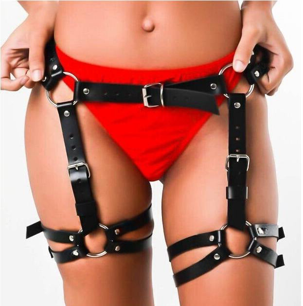 Black Accessories Handcuffs with Garter Belt for Women