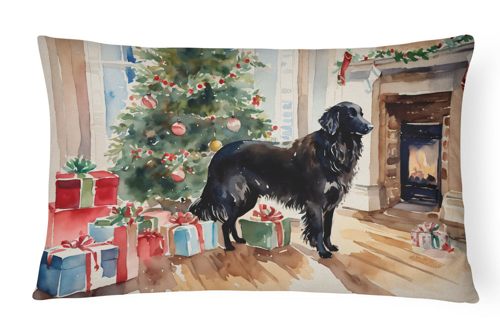 Flat-Coated Retriever Cozy Christmas Throw Pillow