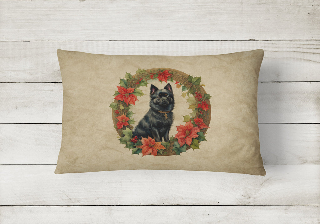 German Spitz Christmas Flowers Throw Pillow
