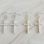 Pearl Cross Dangle Earrings | Christian Jewelry