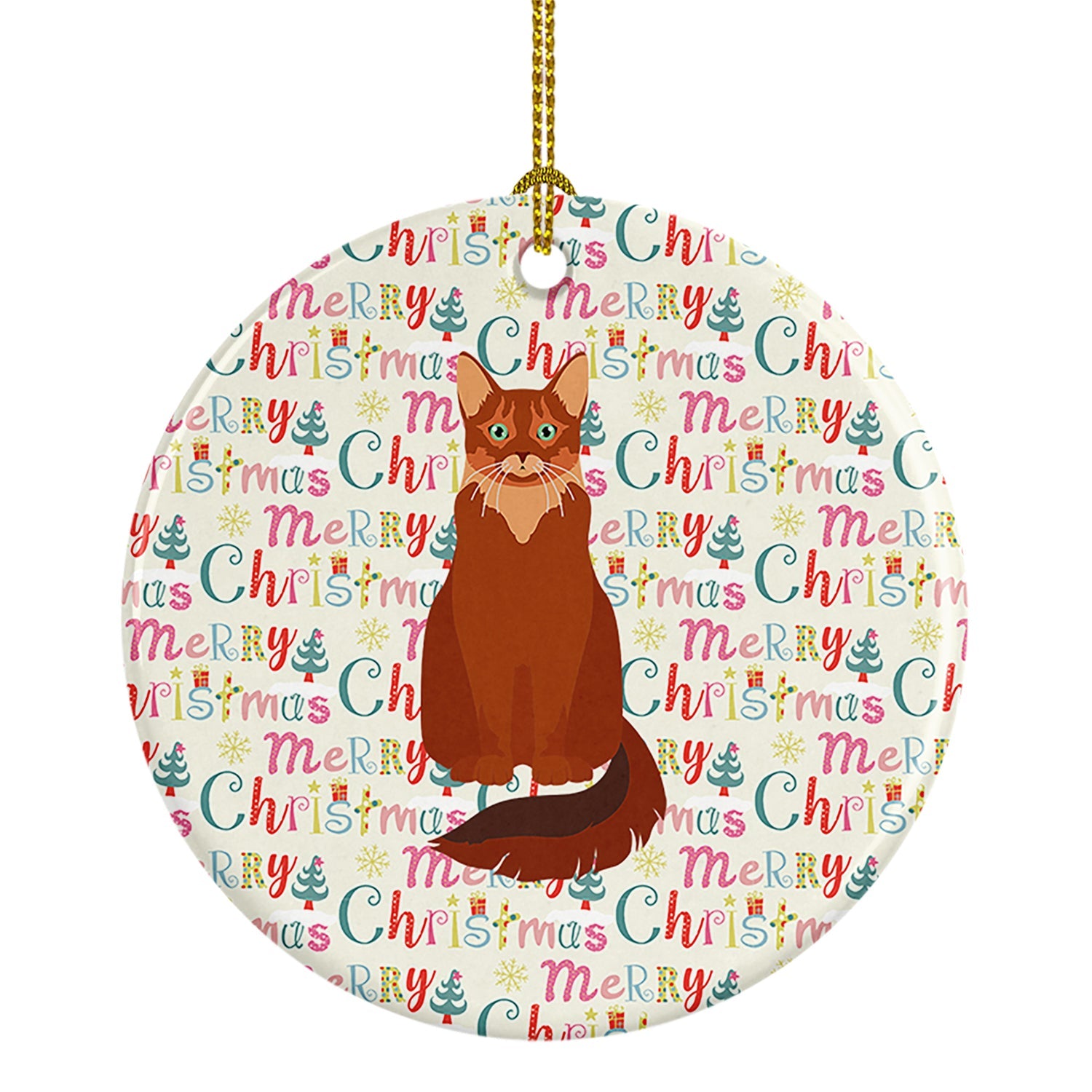 Somali Cat Christmas Ceramic Ornament