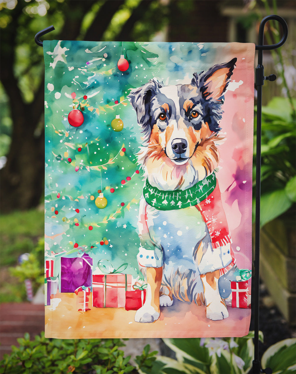 Australian Shepherd Christmas Garden Flag