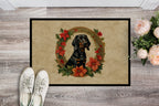 Black and Tan Coonhound Christmas Flowers Doormat
