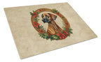 Rhodesian Ridgeback Christmas Flowers Glass Cutting Board