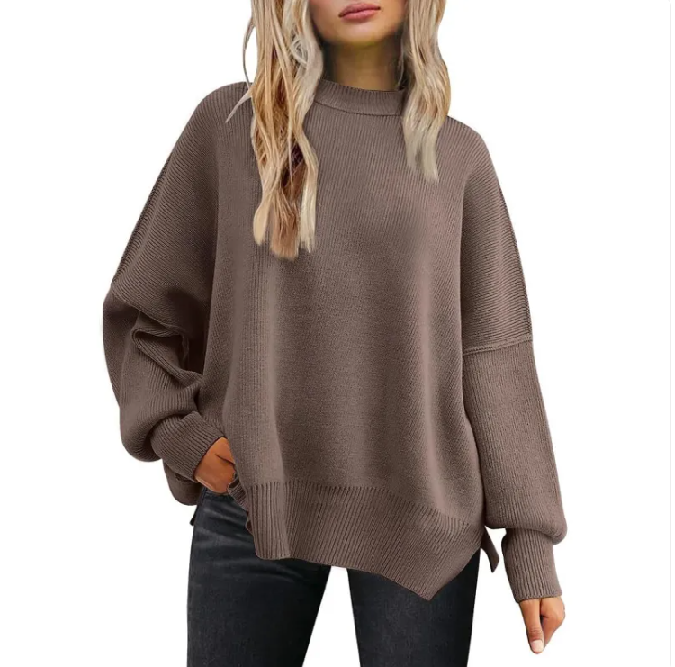 Women's Cozy Knitted Pullover with Side Slit – Chic & Comfortable | Streetwear