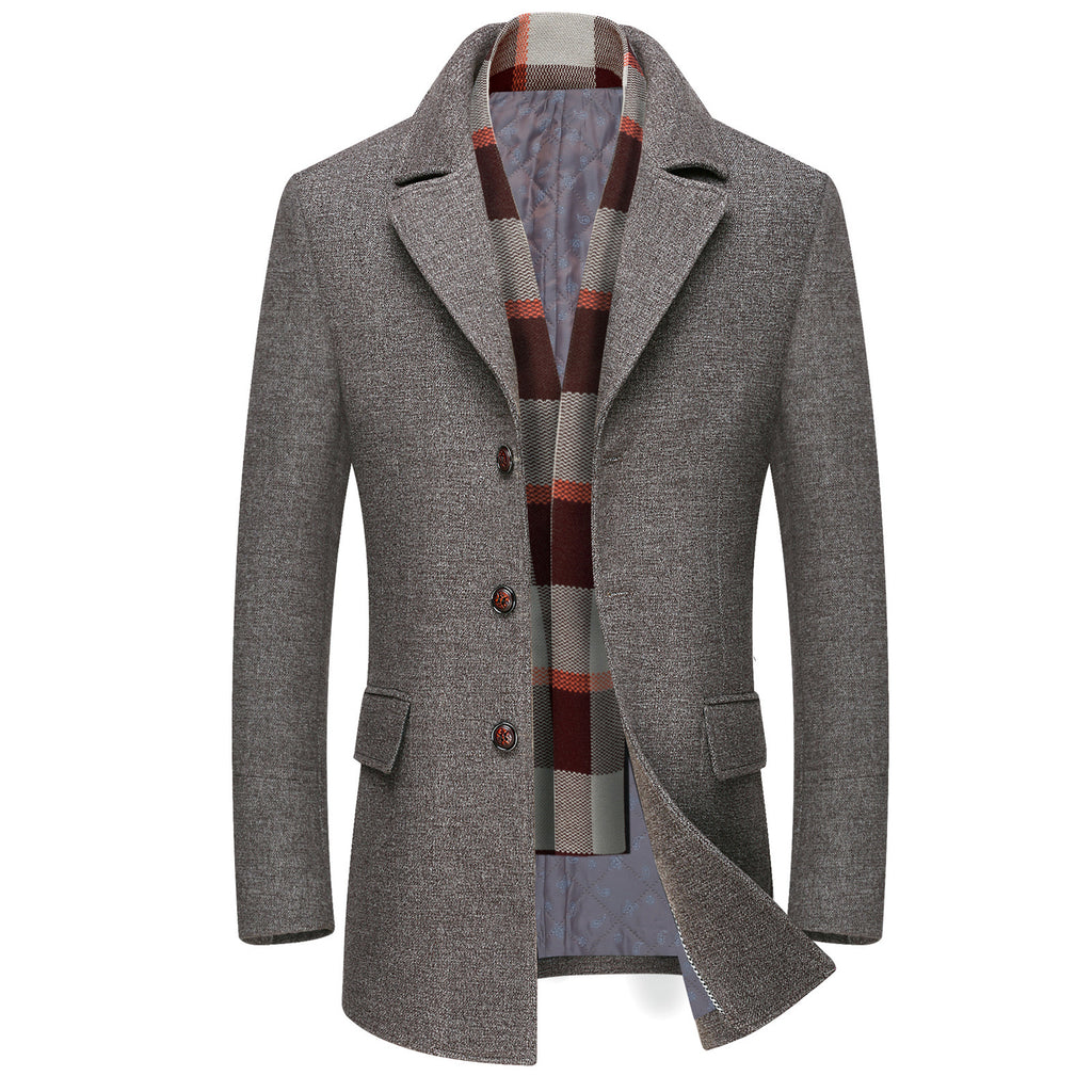 Thick Lapel Coat for Middle Aged Men