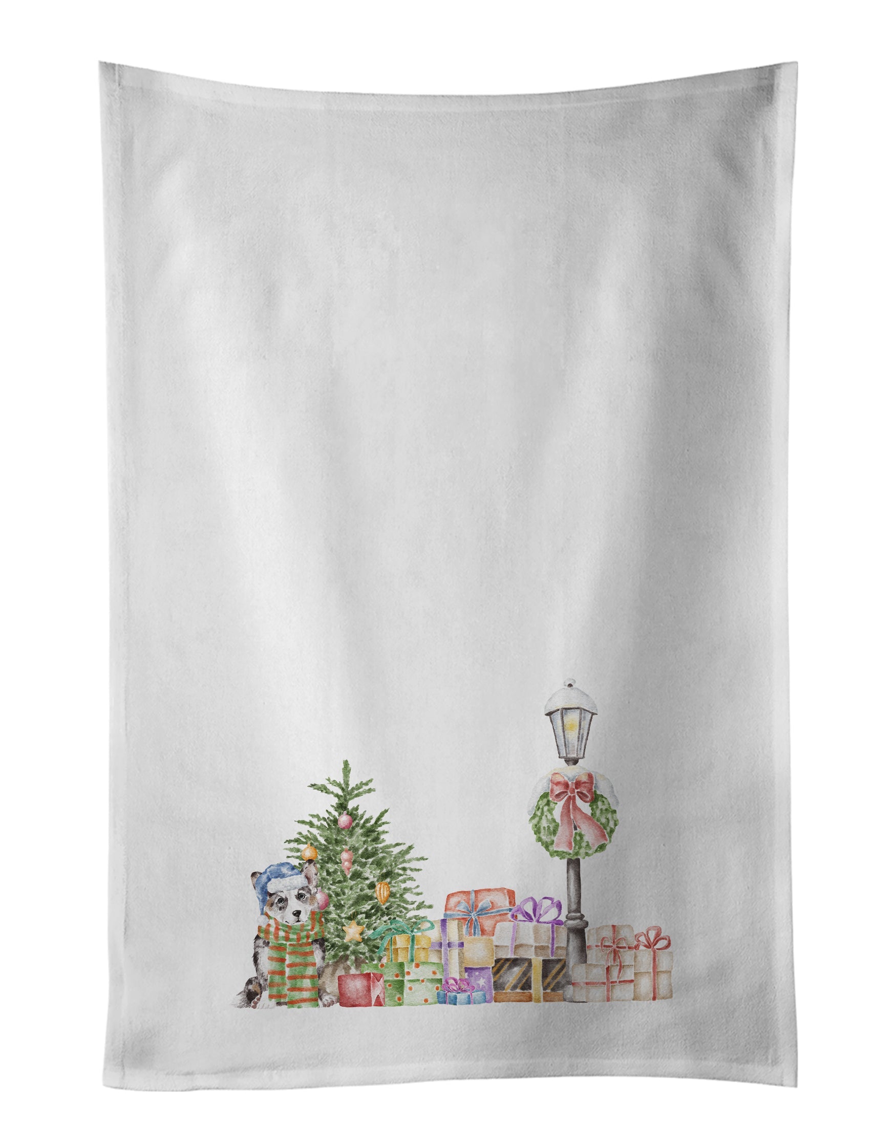 Corgi Tricolor and Puppy with Christmas Wonderland Kitchen Towel Set of 2
