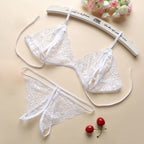Lace Three-Piece Open-Crotch Lingerie Set