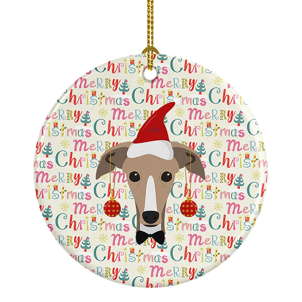 Greyhound Merry Christmas Ceramic Ornament