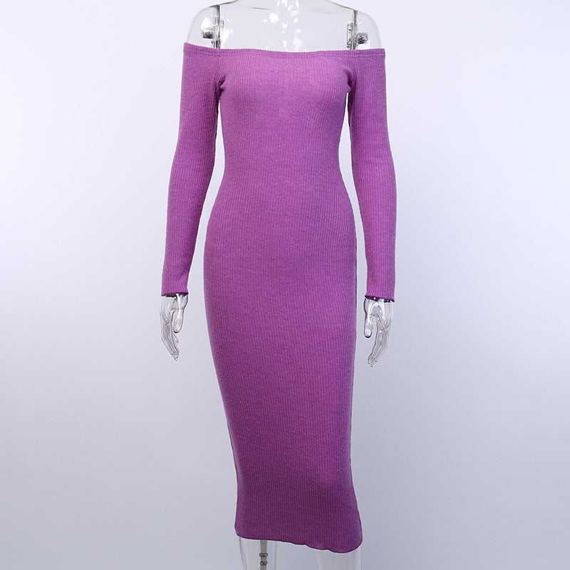 Off-Shoulder Long Sleeve Bodycon Dress for Women