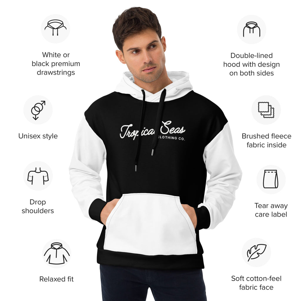 Black & White Two-Toned Tropical Seas Hoodie | Streetwear