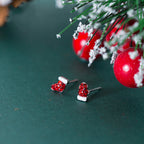 Silver Earrings with Asymmetric Christmas Design