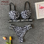 Women's Sexy White Leopard Print Bikini Swimsuit Set
