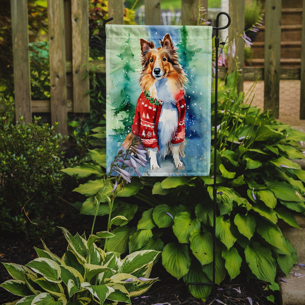 Sheltie Christmas Garden Flag