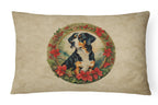 Entlebucher Mountain Dog Christmas Flowers Throw Pillow