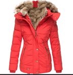 Fur Collar Long Sleeve Slim-Fit Cotton Coat