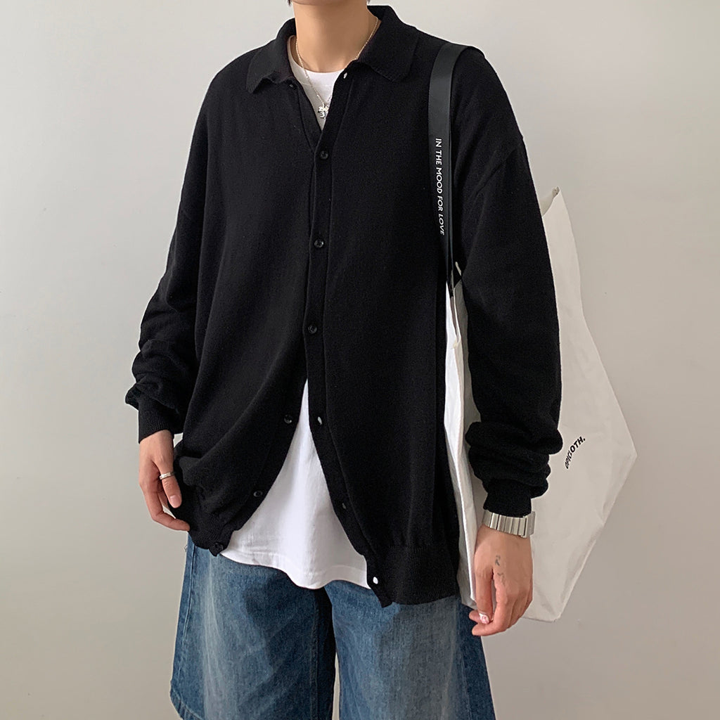 Men's Loose Lapel Single Breasted Cardigan Sweater