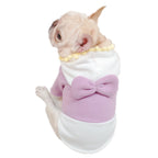 Purple Fleece Bow Sweater for Fat Dogs in Autumn/Winter