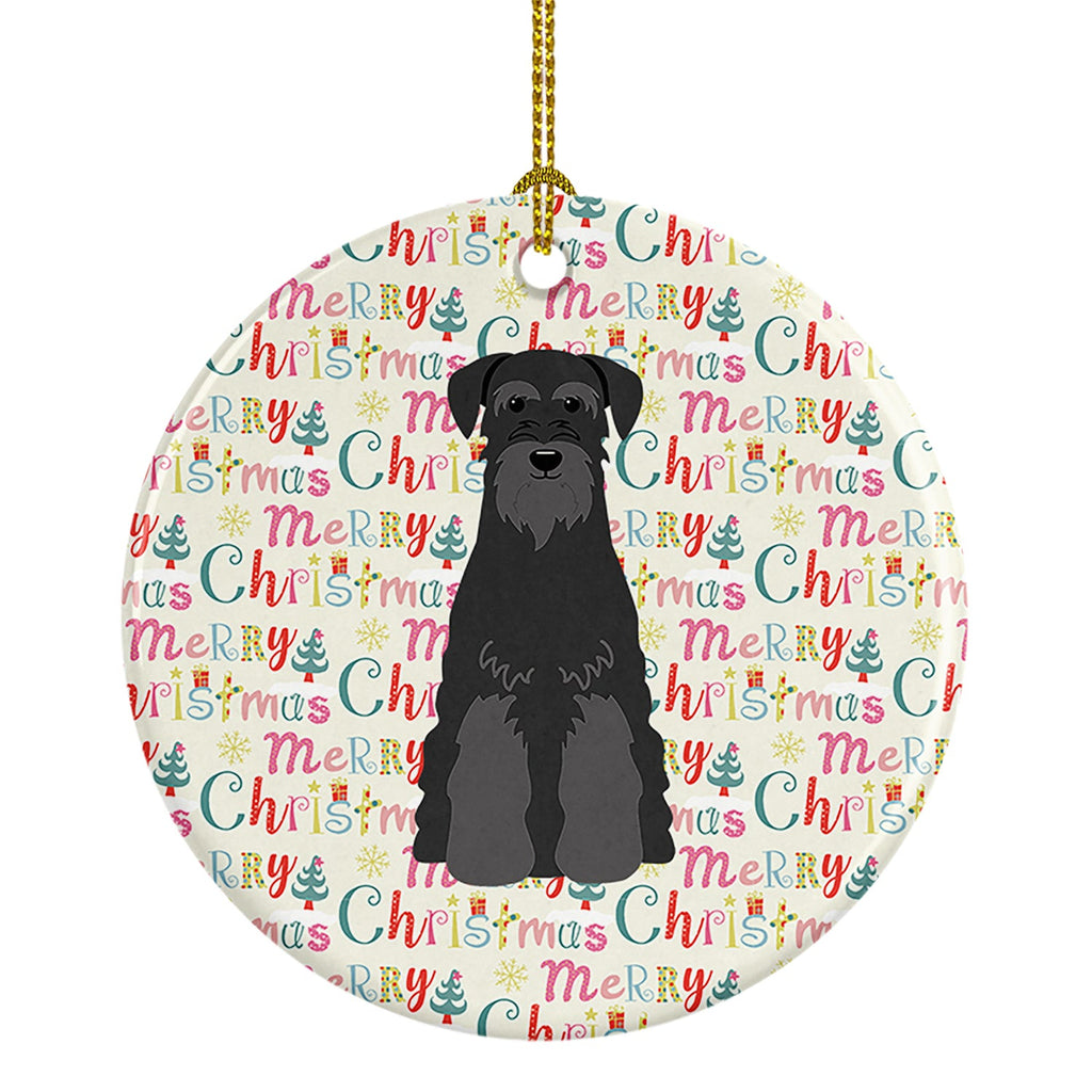 Merry Christmas Standard Schnauzer Black Ceramic Ornament