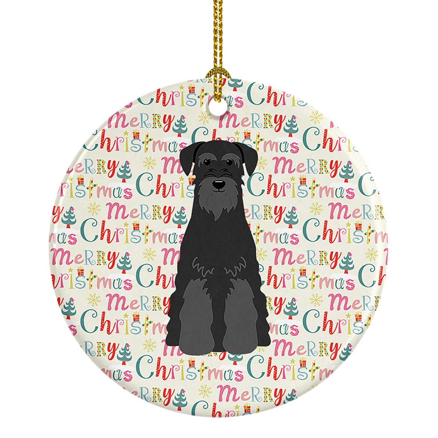 Merry Christmas Standard Schnauzer Black Ceramic Ornament