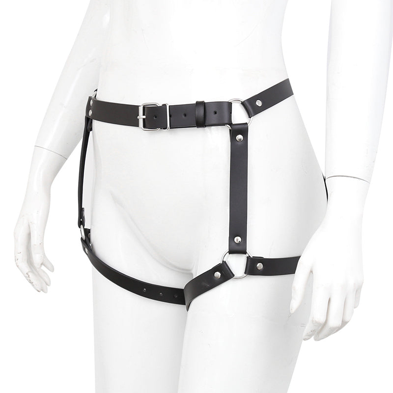 Leather Handcuffs and Panties Set with Bow for Adults