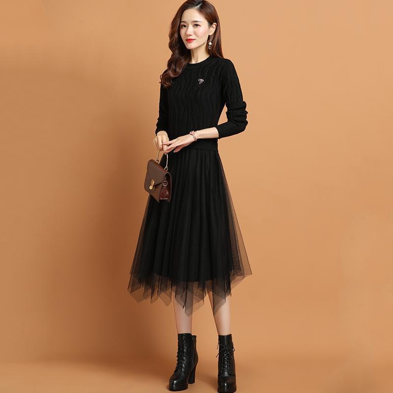 Slim Knit Lace Pullover Dress for Women - Autumn 2023 | Streetwear