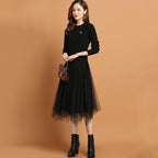 Slim Knit Lace Pullover Dress for Women - Autumn 2023 | Streetwear