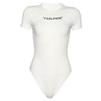 Short Sleeve Round Neck Embroidered Bodysuit