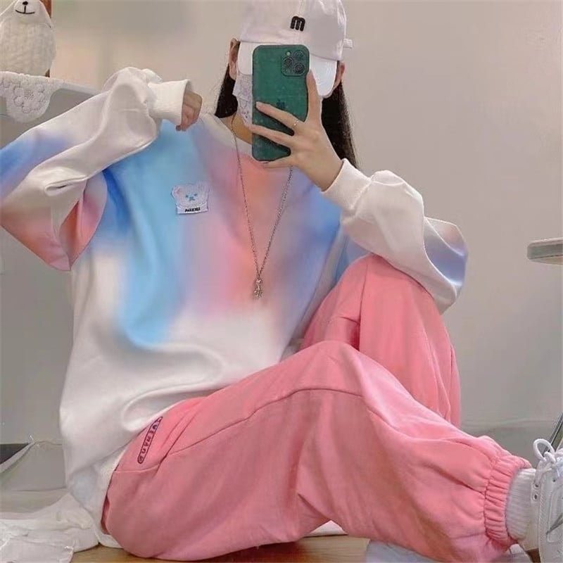 Embroidered Letters Loose Round Neck Sweater