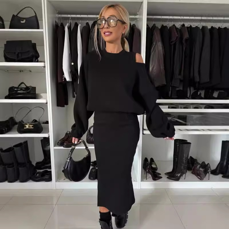 Batwing Sleeve Sweater Vest Suit