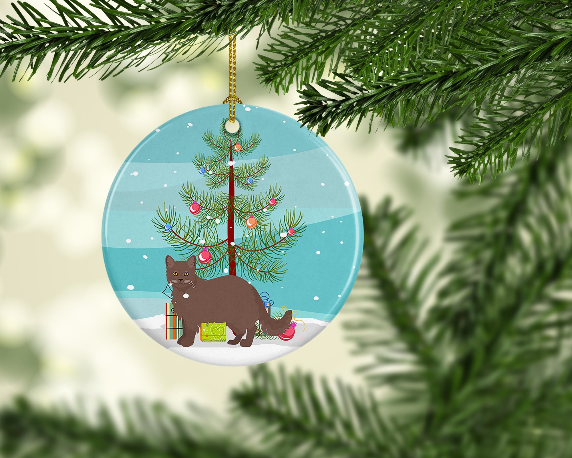 York Chocolate Cat Christmas Ceramic Ornament