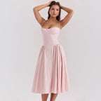 Sexy V-Neck Spaghetti Strap Midi Dress for Women