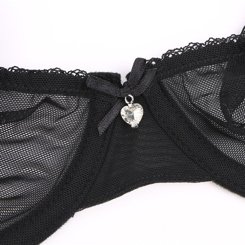 Ladies Transparent Mesh Lingerie Set - Ultra-thin Bra & Thong