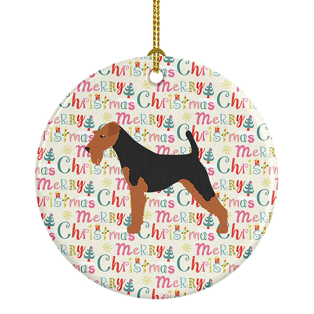 Airedale Terrier Merry Christmas Ceramic Ornament