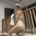 Korean Style High-Waist Cutout Bikini Swimsuit for Women