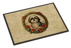 Shih Tzu Christmas Flowers Doormat