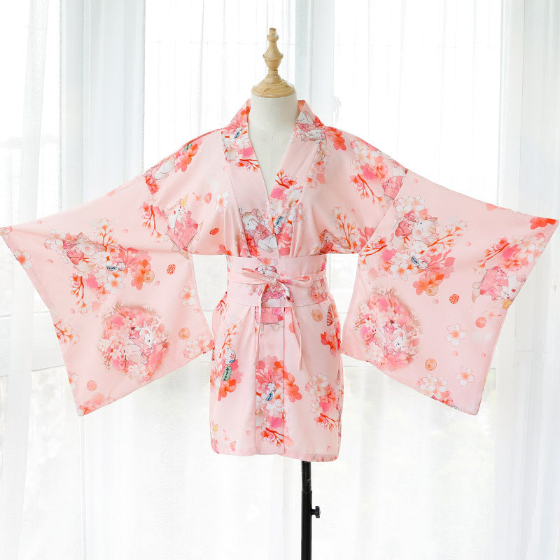 Japanese Floral Kimono Adult Costume Lingerie Set