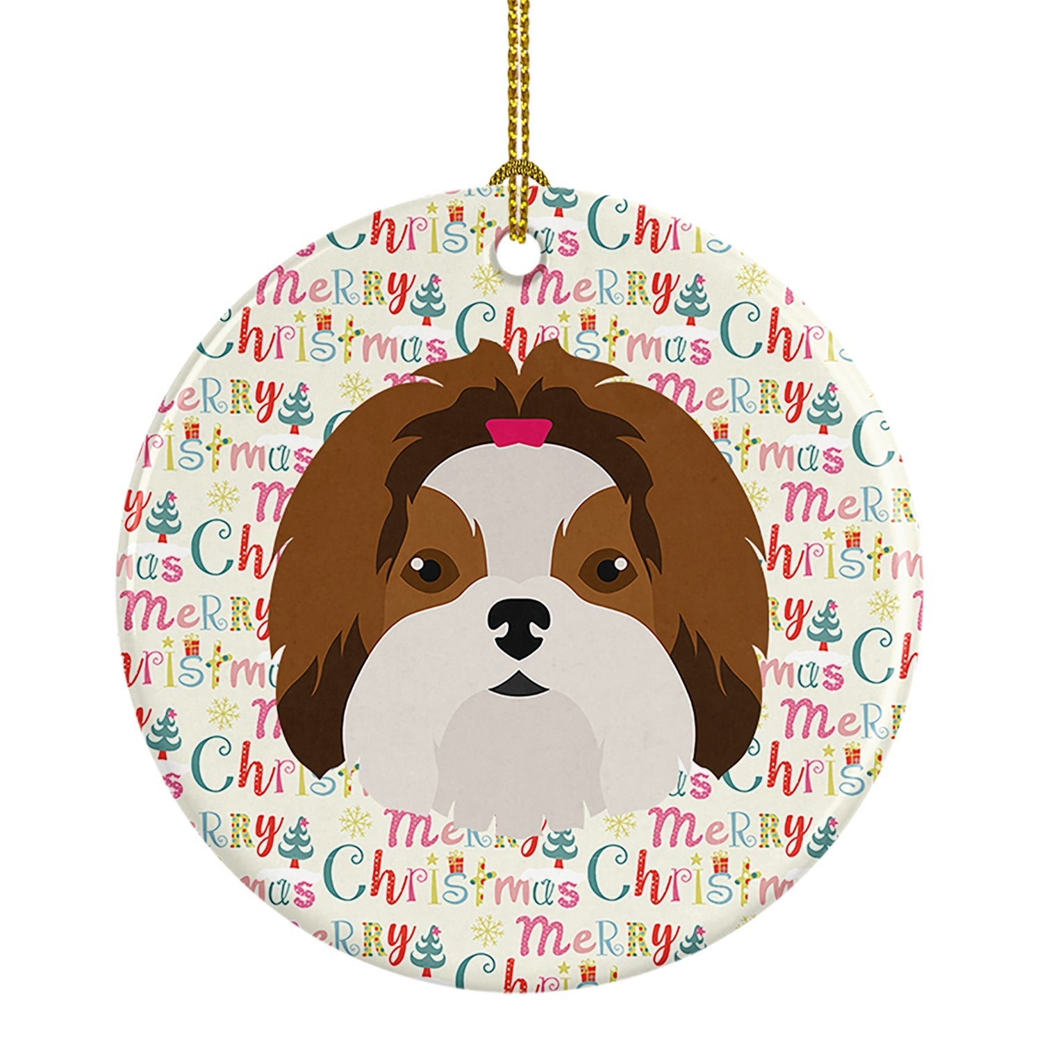 Imperial Shih Tzu Merry Christmas Ceramic Ornament
