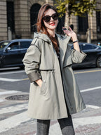 Korean Fashion Casual Hooded Mid-Length Work Suit Coat