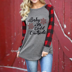 Plus Size Women's Christmas Slim Fit Long Sleeve T-Shirt | Streetwear