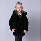 Hooded Faux Fur Coat for Kids - Mid-Length Cotton Sweater