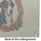Greater Swiss Mountain Dog Christmas Flowers Glass Cutting Board