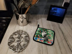 Norwegian Forest Cat By the Christmas Tree Pair of Pot Holders