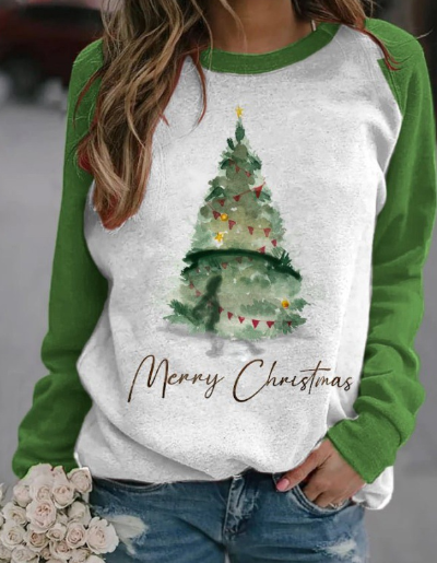 3D Printed Christmas Tree Pattern Women's Sweater